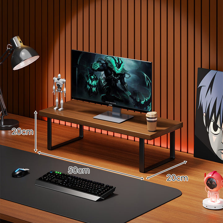 Solid Wood Monitor Riser with Minimal U-Frame Metal Legs