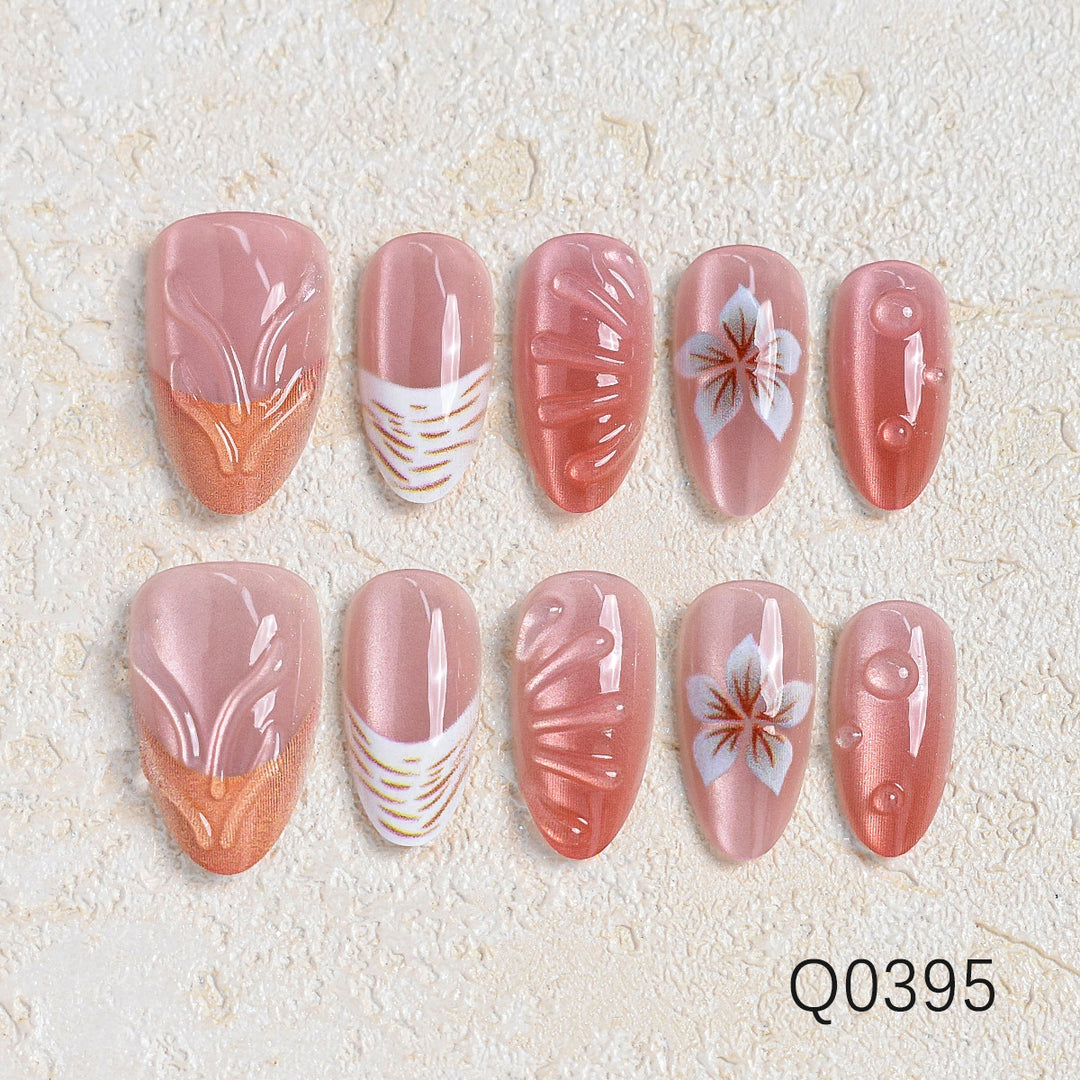 Artistic Floral Design Press-On Nail Set Stornfield