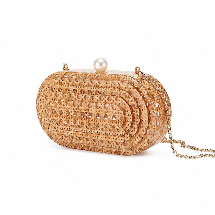 Artisan Woven Rattan Clutch