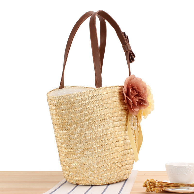 Beach bag with floral embellishments and stylish shoulder strap Stornfield