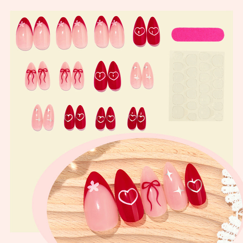 Decorative Press-On Nail Set with Charming Cherry and Bow Designs Stornfield