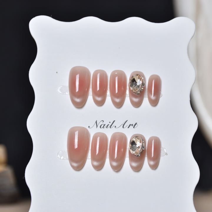 Elegant Crystal-Accented Press-On Nail Set Stornfield