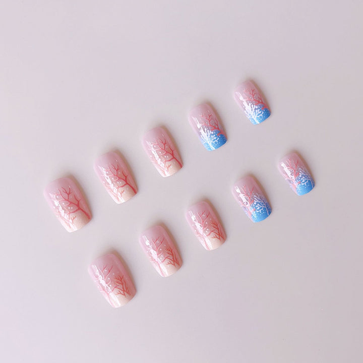Artificial Nail Set with Maritime Coral Motif Stornfield