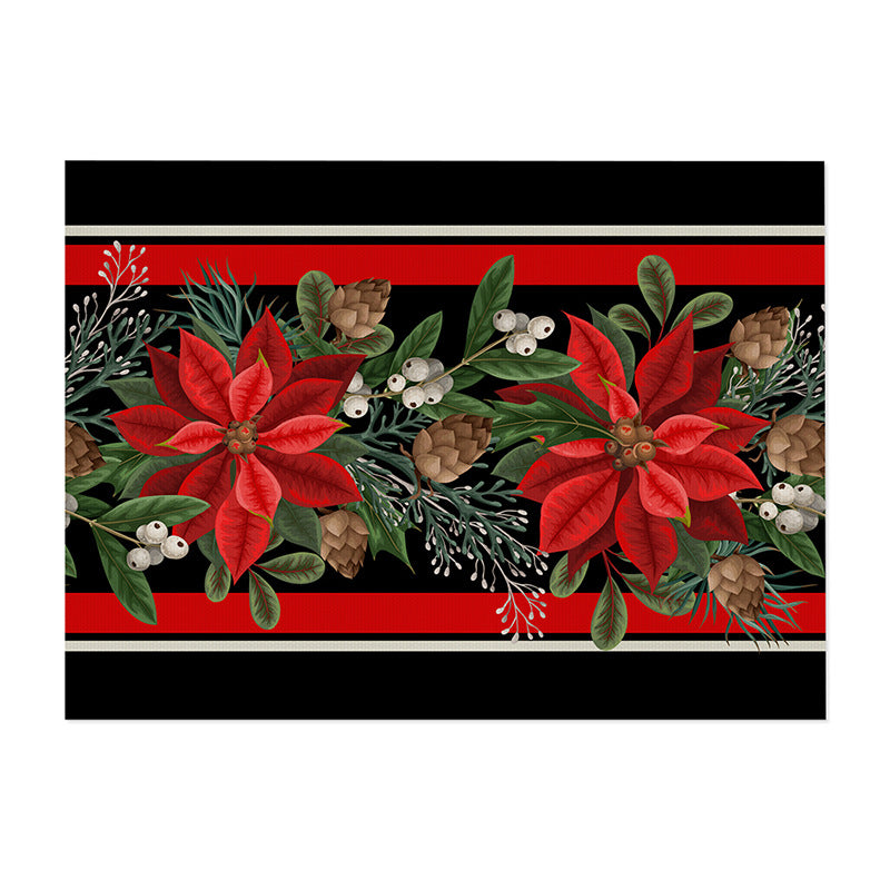 Festive Pinecone Star Holiday Indoor-Outdoor Doormat with Non-Slip Backing