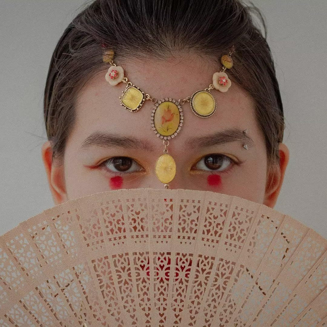Ladies decorative and high-quality hand fan made of filigree wood Stornfield