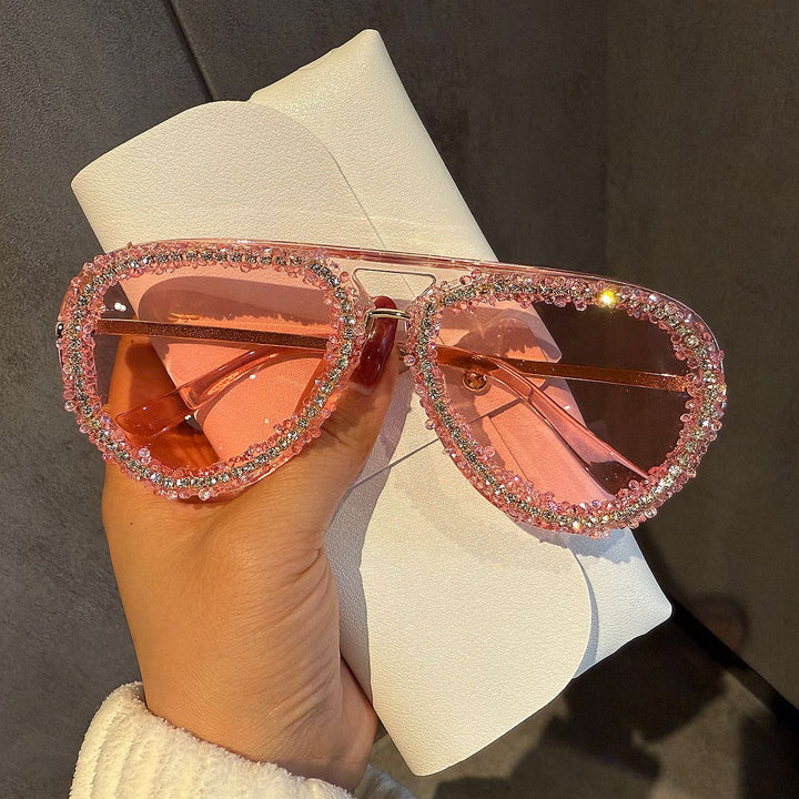 Women's extravagant heart-shaped sunglasses with sparkling rhinestone frame Stornfield