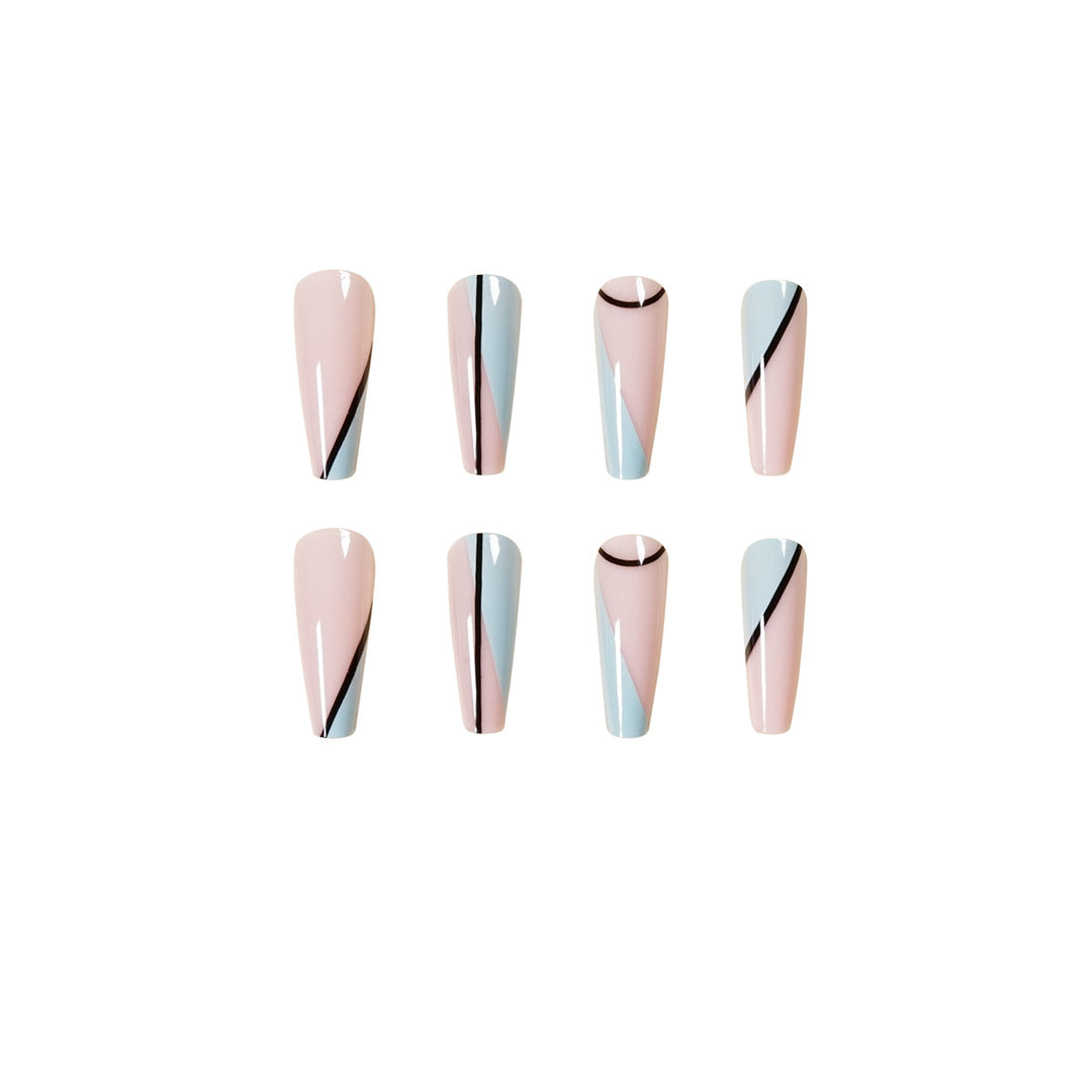 Artistic acrylic nails with geometric design Stornfield