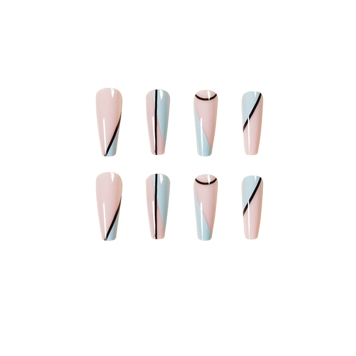 Artistic acrylic nails with geometric design Stornfield