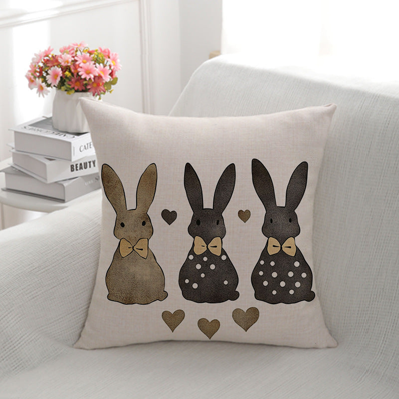Artistic Bunny Print Throw Pillow