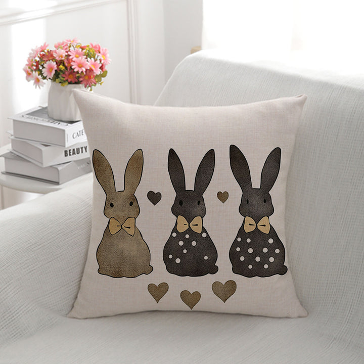 Artistic Bunny Print Throw Pillow