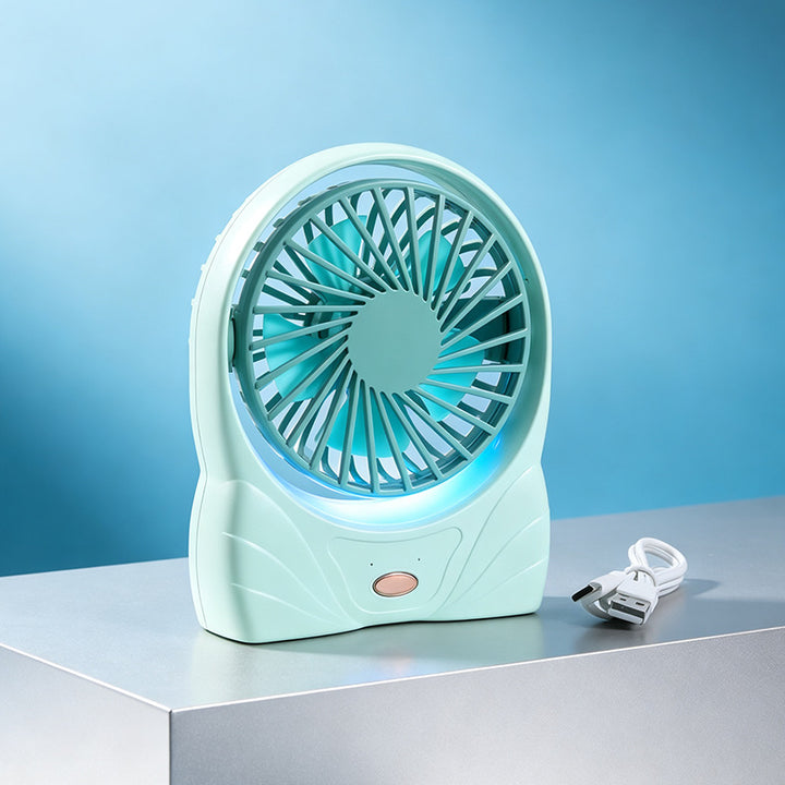 Portable USB Table Fan with LED Lighting and Flexible Tilt Angle Stornfield