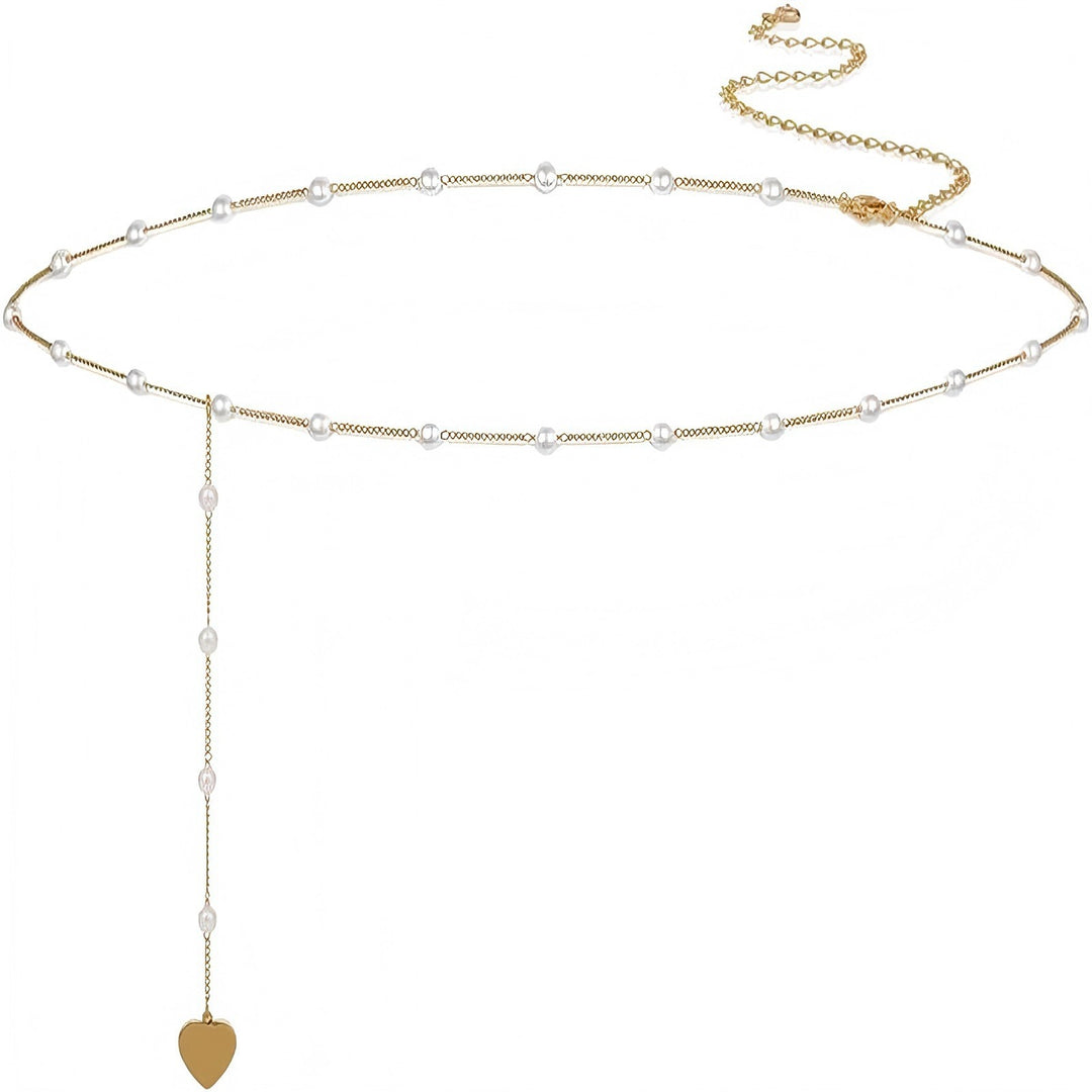 Elegant Pearl and Heart Charm Belly Chain Stornfield