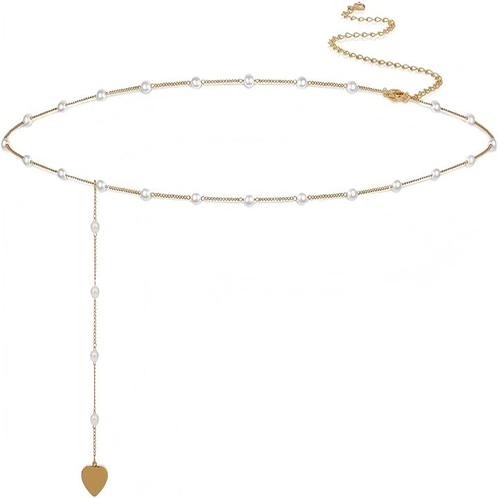 Elegant Pearl and Heart Charm Belly Chain Stornfield