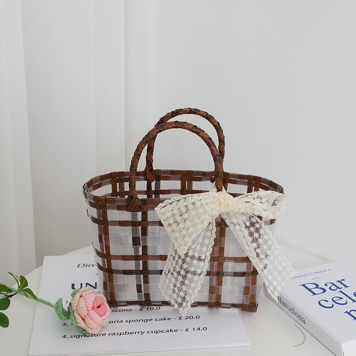 Handcrafted basket bag with elegant bow applique Stornfield