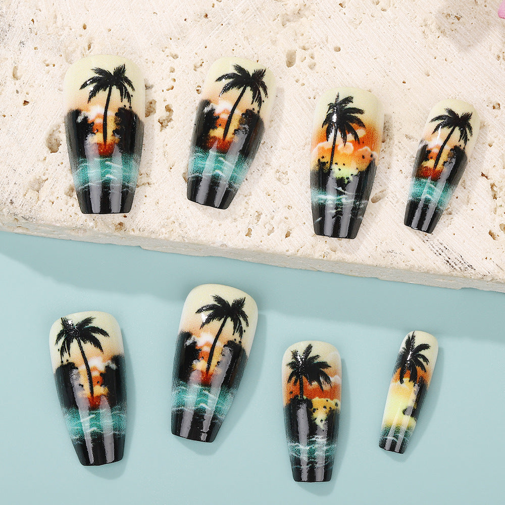 Artificial nails with tropical palm design Stornfield