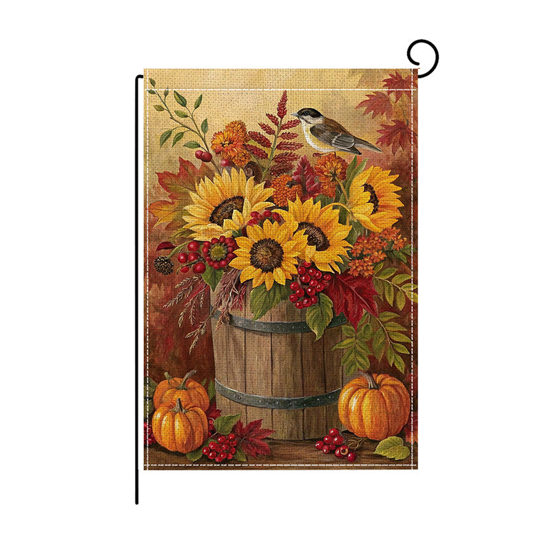 Outdoor Fall Sunflower and Pumpkin Decorative Garden Flag