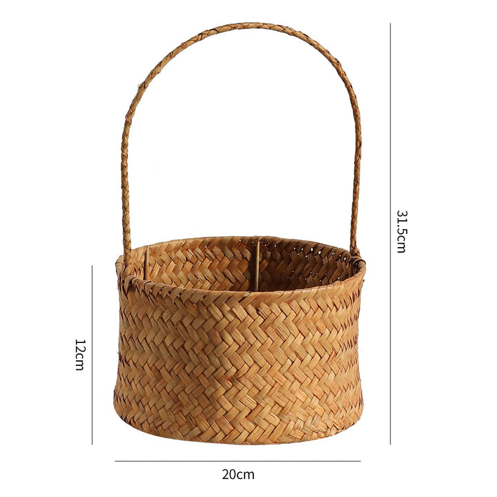 Handwoven Natural Fiber Storage Basket with Double Divider Stornfield