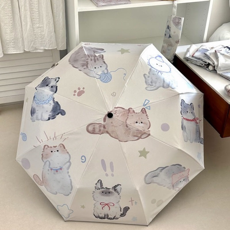 Women's Foldable Umbrella with Charming Cat Pattern Stornfield