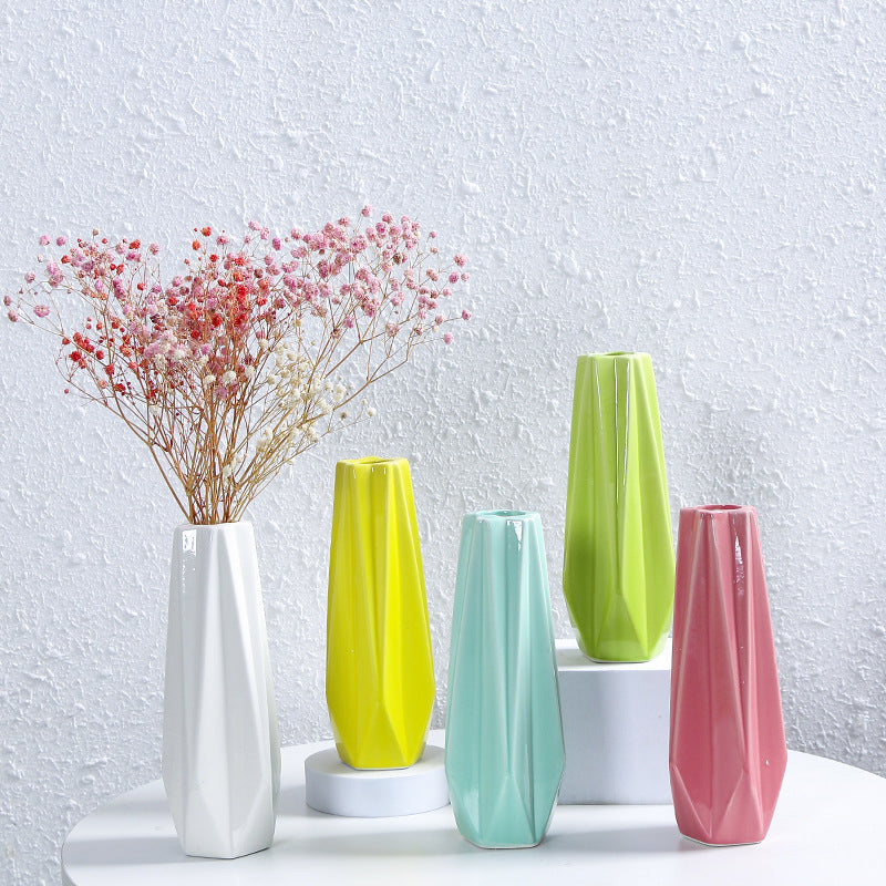 Geometric Faceted Ceramic Flower Vase Stornfeild