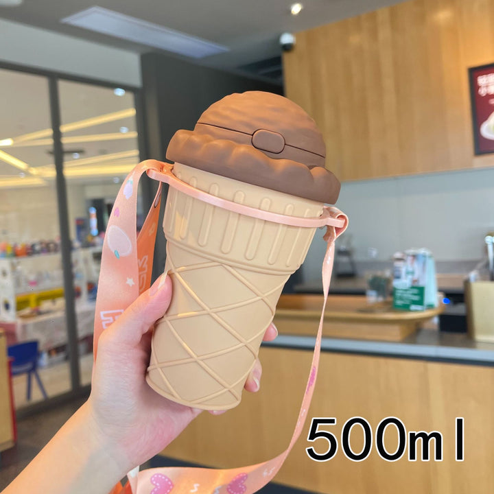 Women’s creative ice cream cup drinking bottle with practical carrying strap Stornfield