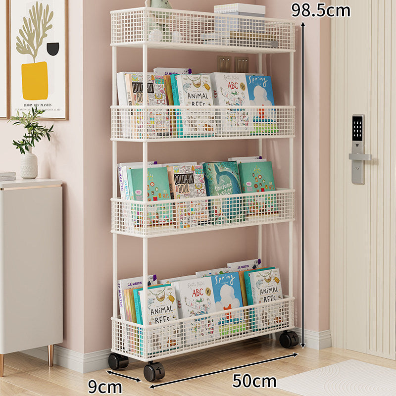 Freestanding Mesh Four-Tier Book and Toy Storage Shelf