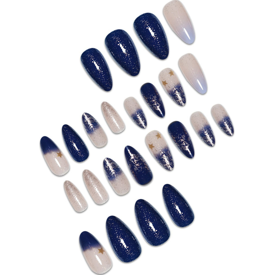 Stiletto Press-On Nail Art Extensions with Starry Designs Stornfield