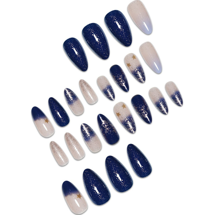 Stiletto Press-On Nail Art Extensions with Starry Designs Stornfield
