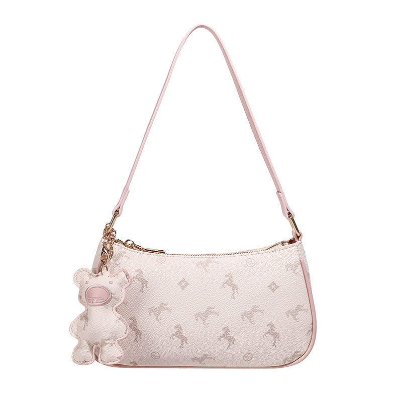 Stylish Handheld Purse with Unique Teddy Charm