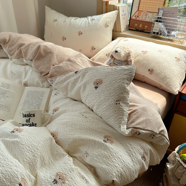 Playful Cartoon Dog Themed Bedding Set