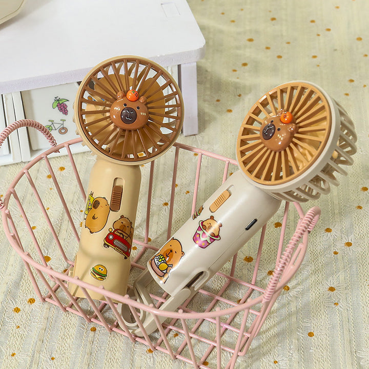 Women Portable Hand Fan with Cute Bear Design and LED Lighting Stornfield