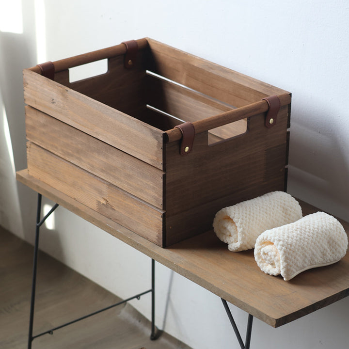 Robust storage basket made of wood Stornfield