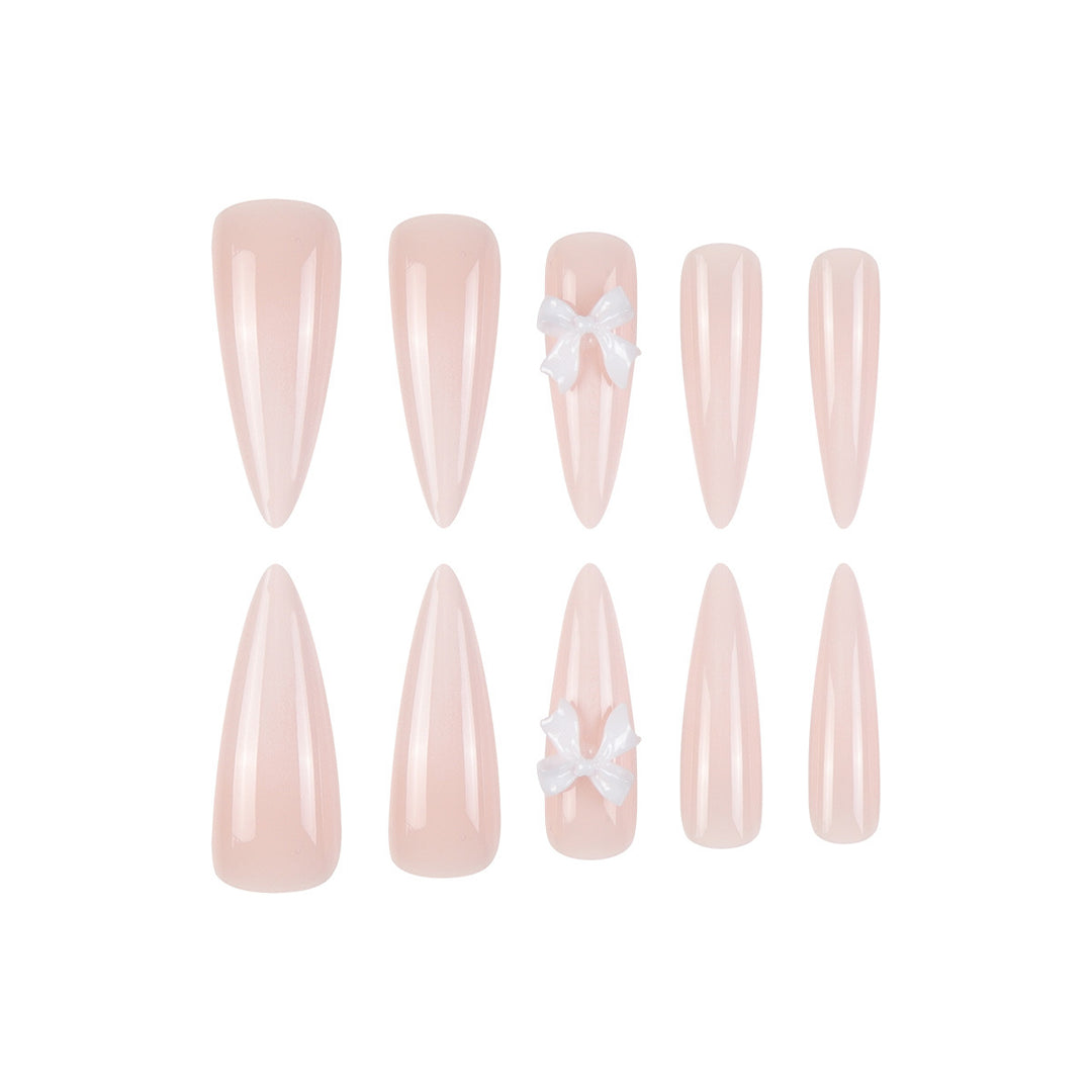 Premium Stiletto Press-On Nails with Unique Bow Decoration Stornfield