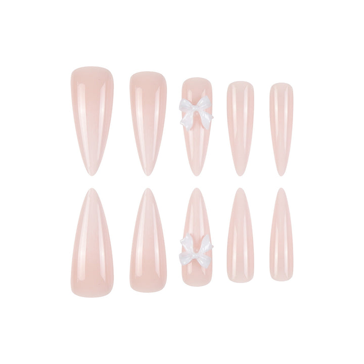 Premium Stiletto Press-On Nails with Unique Bow Decoration Stornfield