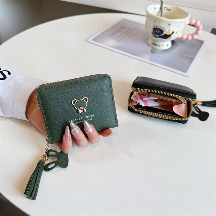 Cute Bear Charm Zipper Wallet