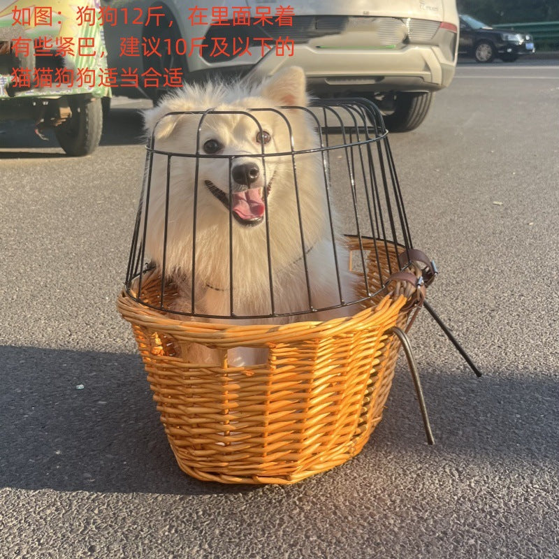 woven rattan bicycle front basket with quick-release mounting system Stornfield