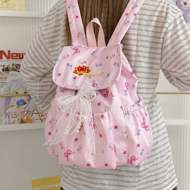 Floral-Embellished Drawstring Backpack Stornfield