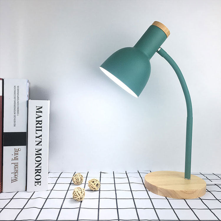 Adjustable Desk Lamp with Natural Wood Base