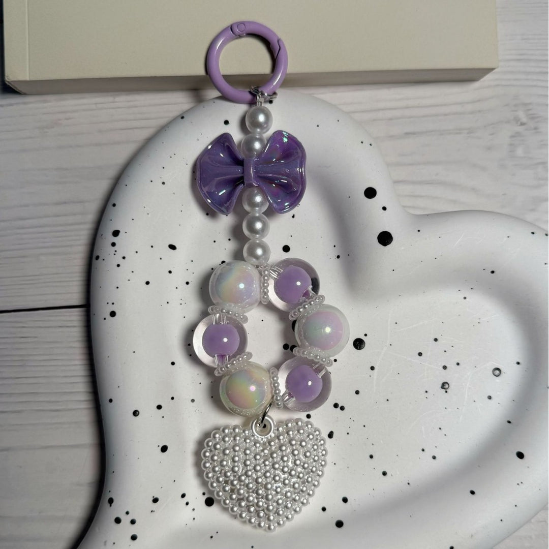 Decorative Bow and Bead Charm Keychain Stornfield