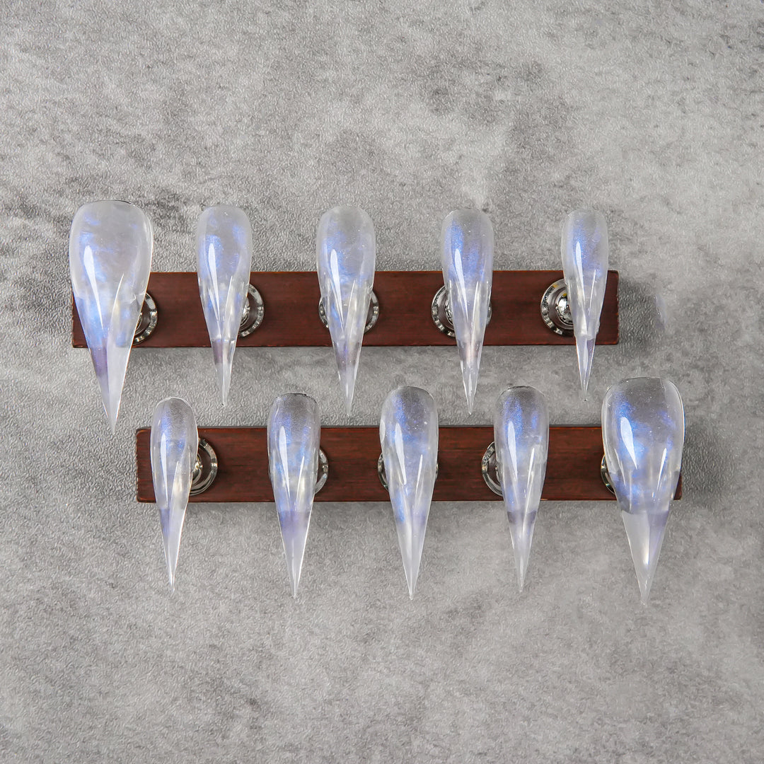 Artistic Stiletto Press-On Nail Set with Iridescent Finish