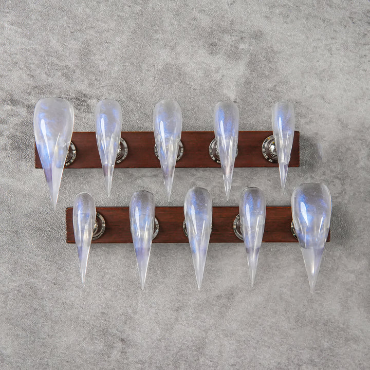 Artistic Stiletto Press-On Nail Set with Iridescent Finish