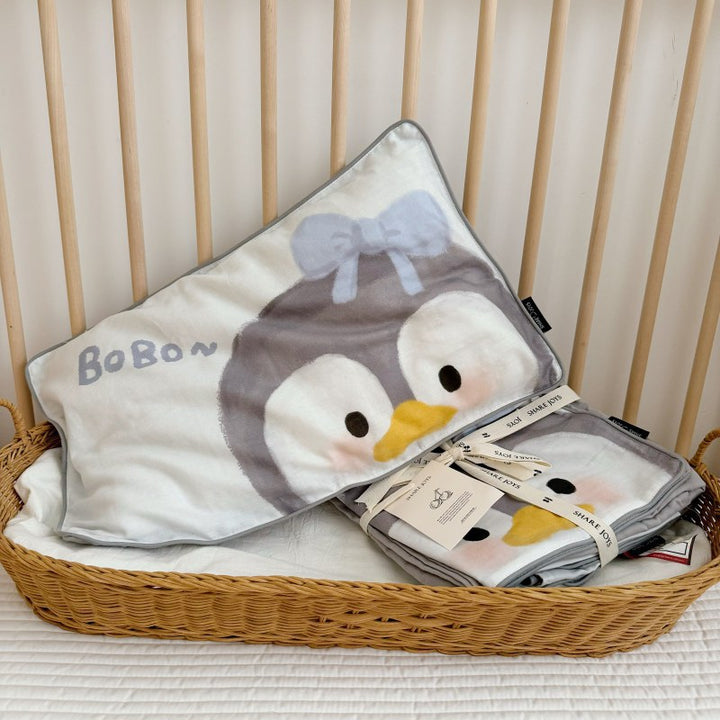 Toddler Plush Decorative Headrest and Lightweight Nursery Blanket Set