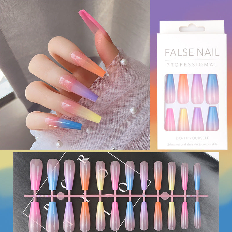 Gradient Ombre Long Press-On Nails Stornfield