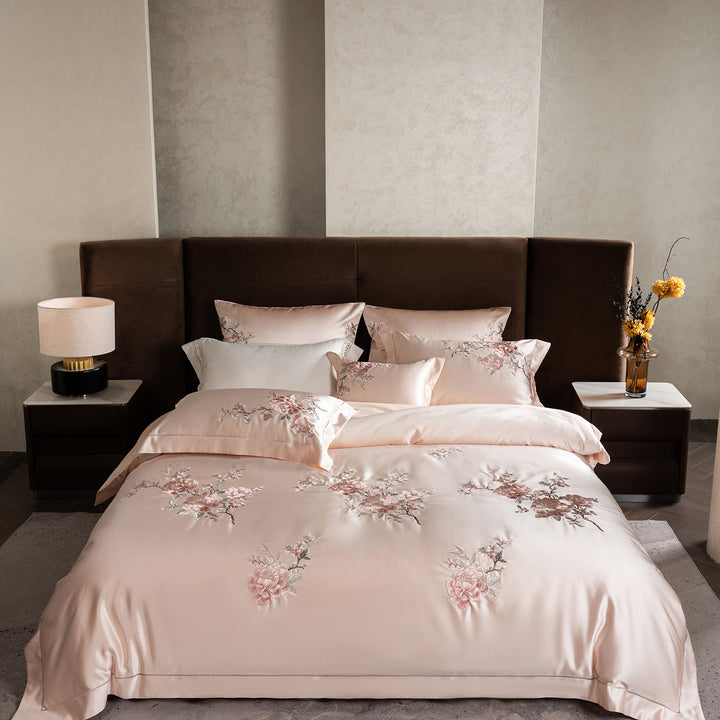 Embroidered Satin Duvet Cover Bedding Set