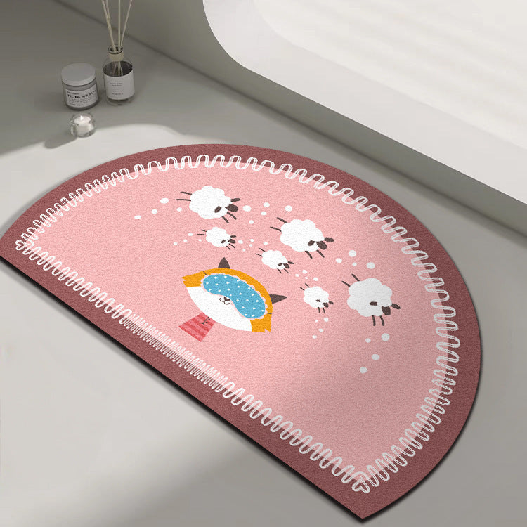 Playful Giraffe Themed Bath Mat