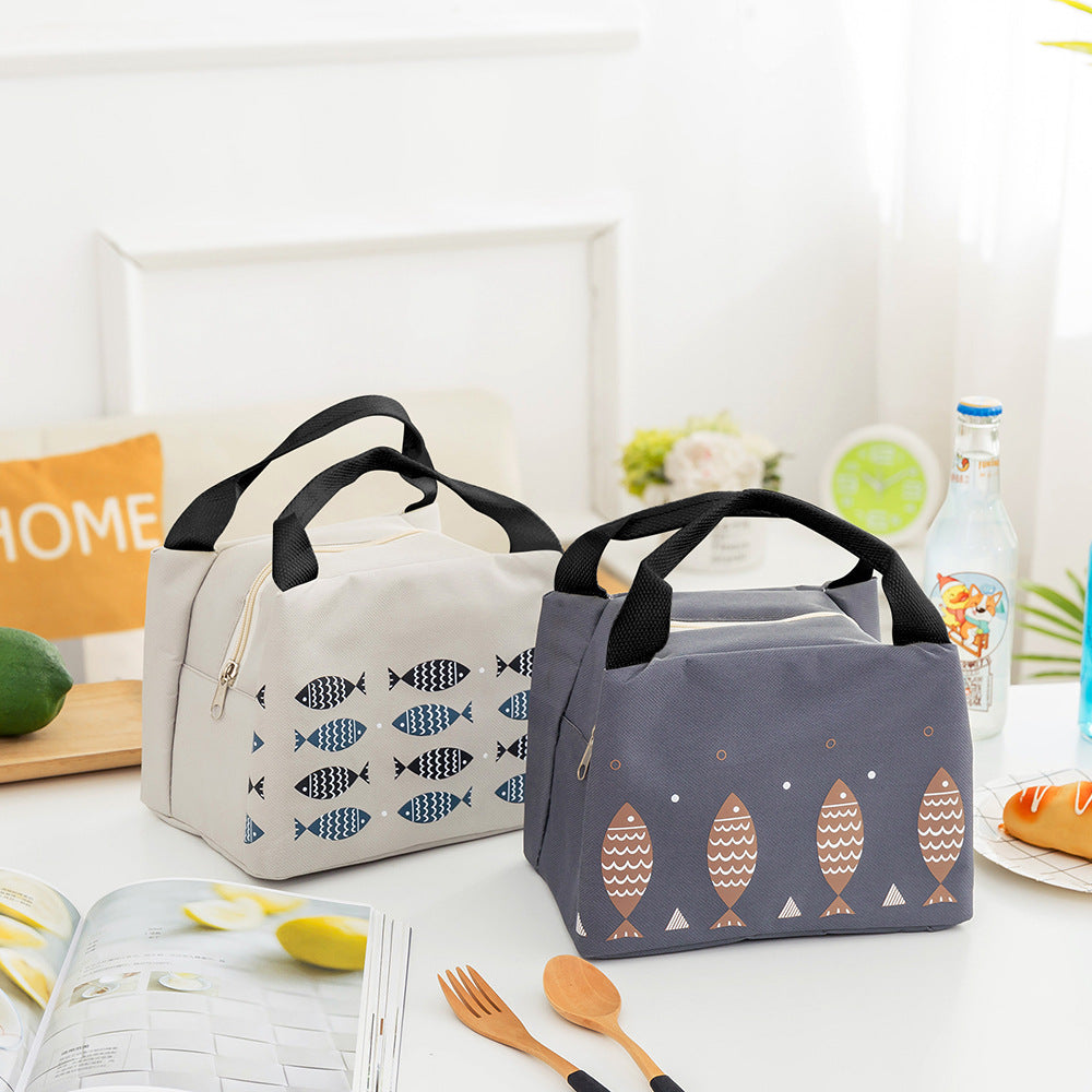 Insulated Lunch Bag with Fish Pattern
