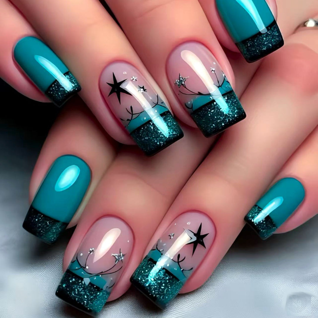 Decorative Glittery Star-Accented Press-On Nail Set Stornfield