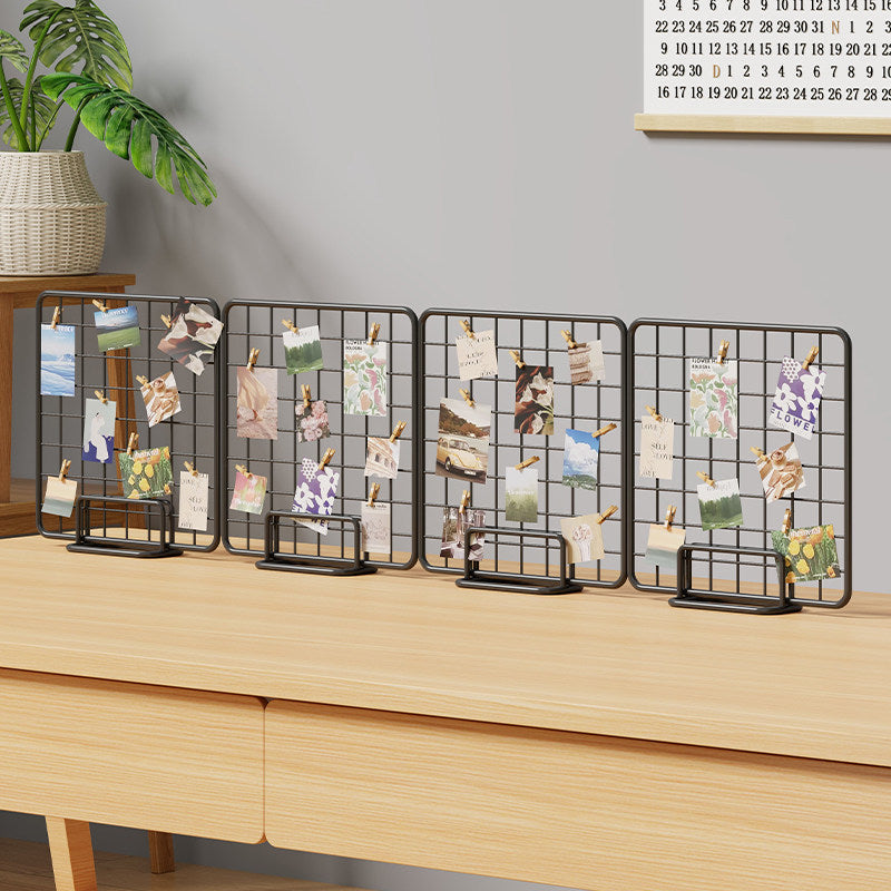 Desktop Wire Photo Grid Display with Stand and Mini Clips
