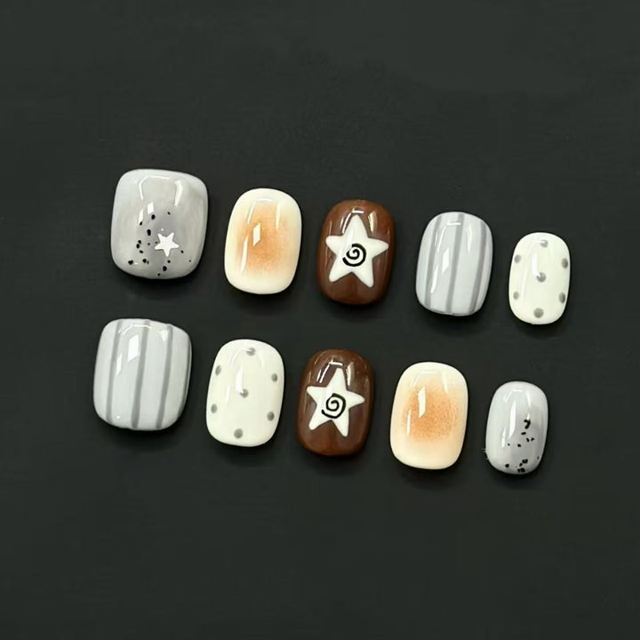 Artistic Cat-Themed Press-On Nail Art Set Stornfield