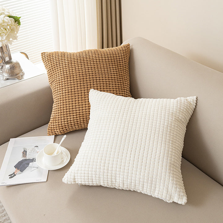 Plush Waffle-Texture Square Throw Pillow Cushion