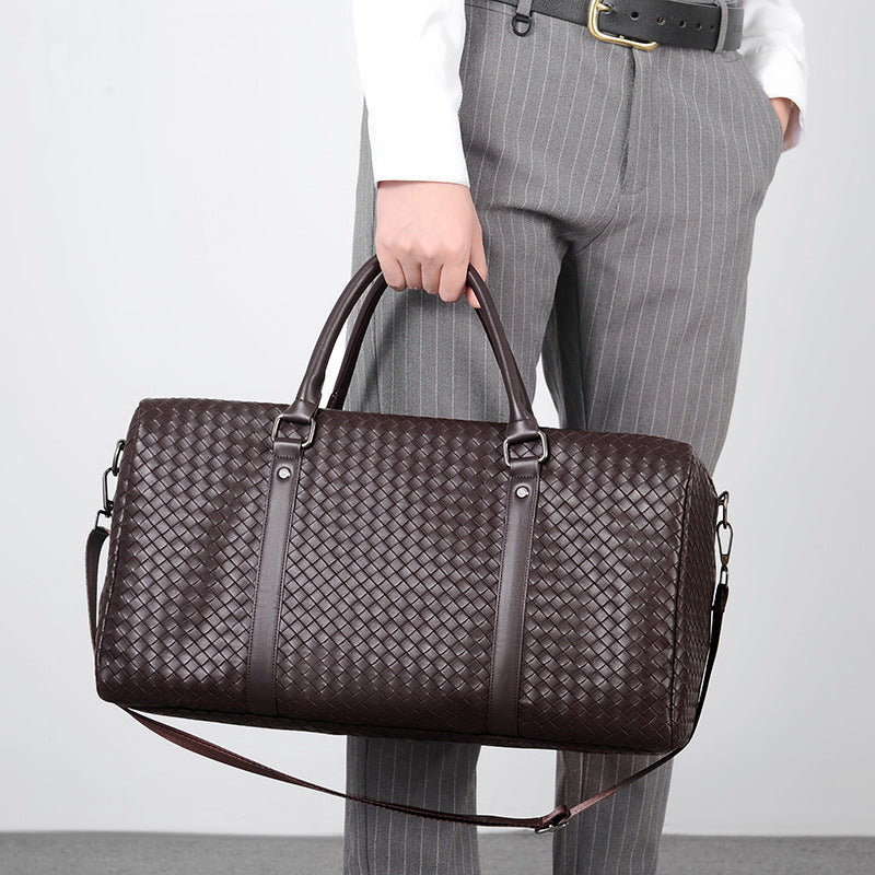 Woven Leather Weekend Duffle Stornfield